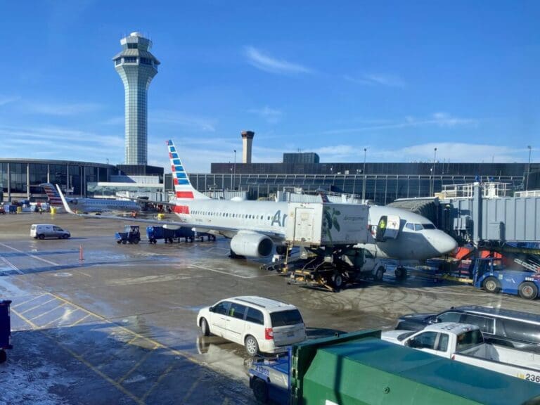 a plane parked at an airport